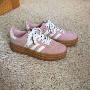 Adidas Women's Pink and White Sneakers